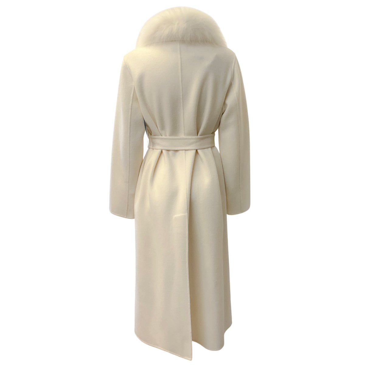 Diomi Ivory Wool / Cashmere Coat with Fur Collar