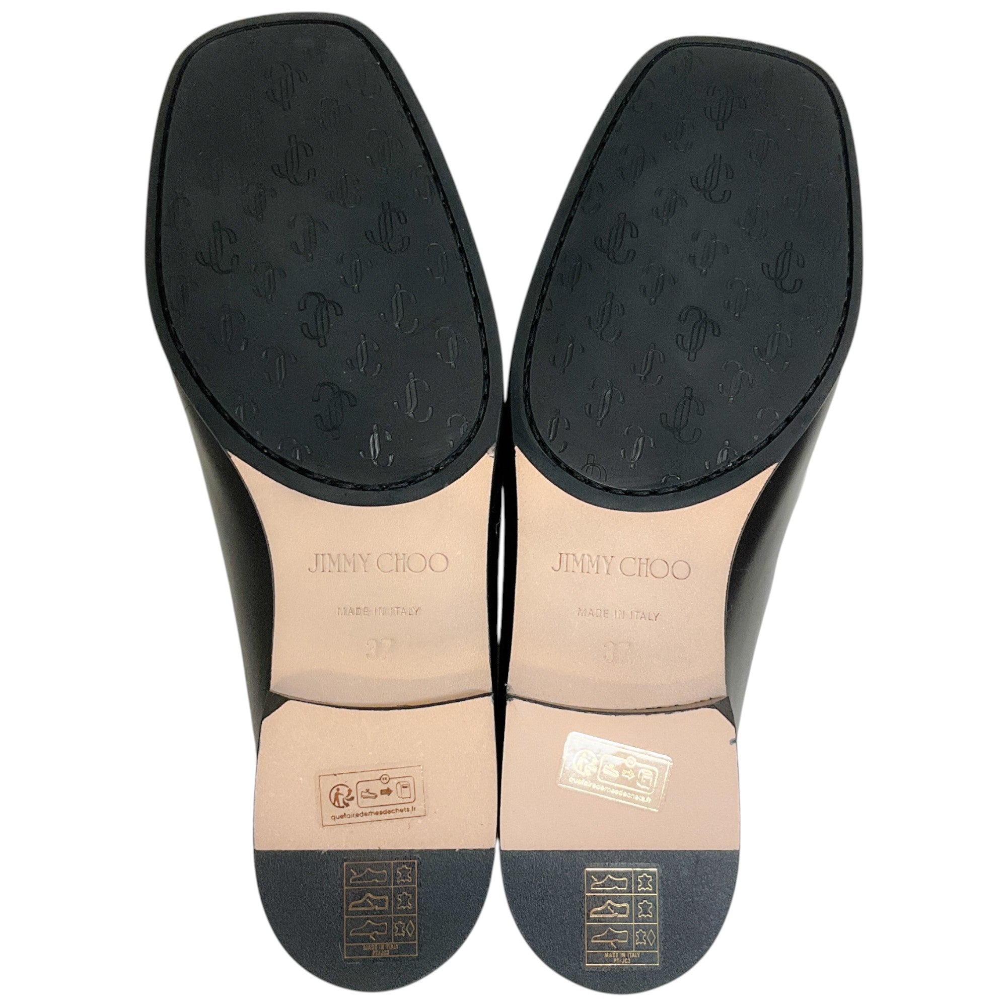 Jimmy Choo Black Leather Diamond Tilda Loafers