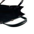 Load image into Gallery viewer, Max Mara Black Leather Double Top Handle Tote Handbag with Silver Hardware
