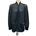 Load image into Gallery viewer, Akris Navy Blue / Beige Zip-Front Cashmere Knit Sweater
