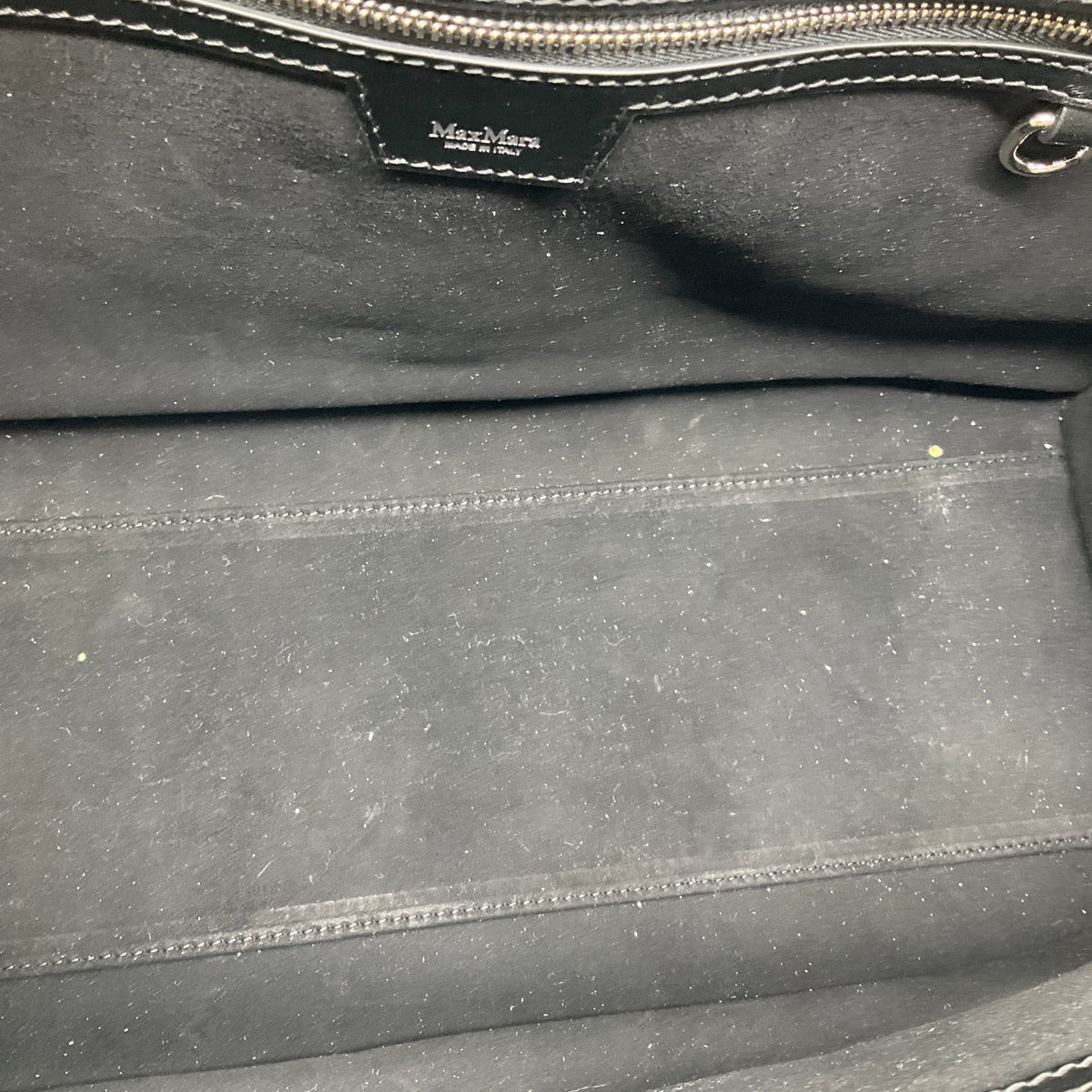 Max Mara Black Leather Double Top Handle Tote Handbag with Silver Hardware