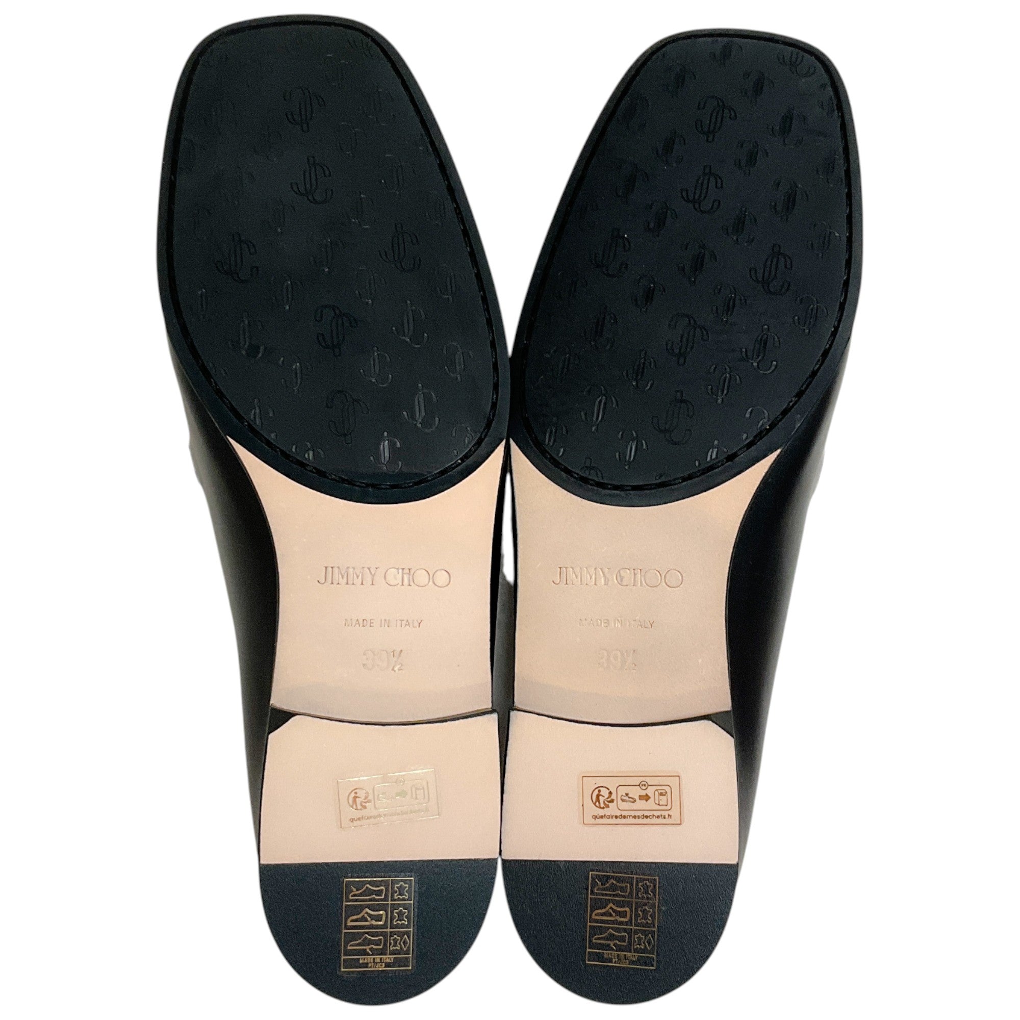 Jimmy Choo Black Leather Diamond Tilda Loafers