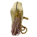 Load image into Gallery viewer, Chanel Vintage Beige CC Logo Quilted Embossed Leather Crossbody Bag with Chain Strap and Tassel Detail
