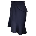 Load image into Gallery viewer, Oscar de la Renta Navy Blue Asymmetrical Ruffled Wool Midi Skirt
