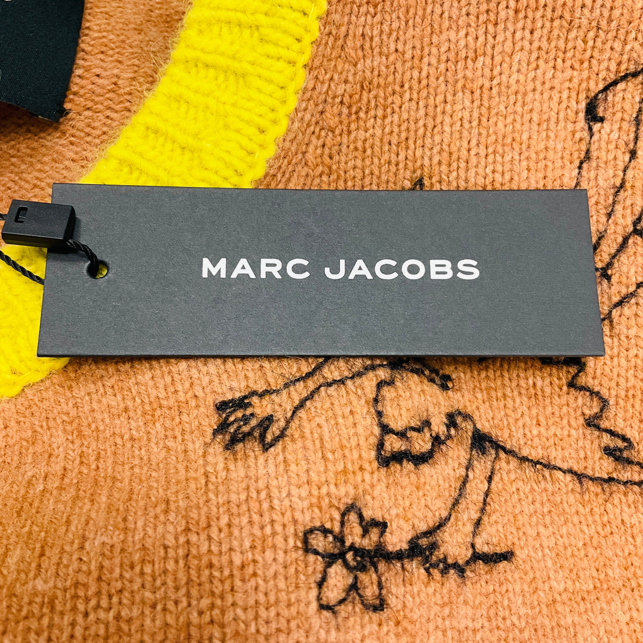 Marc Jacobs Camel Multi Engineered Stripe Camel Combo Tattoo Crewneck Sweater