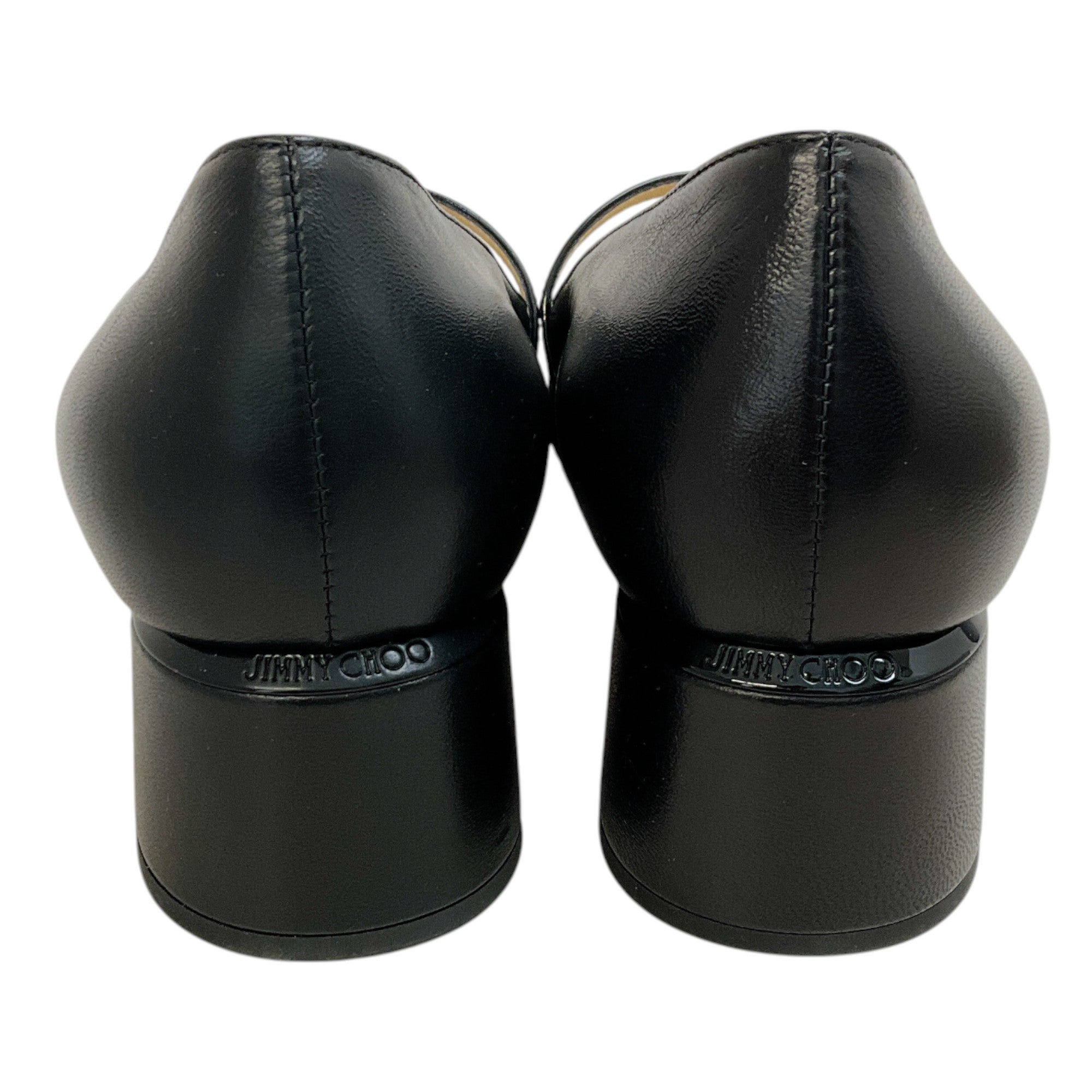 Jimmy Choo Black Leather / Patent Elisa 45 Mary Jane Pumps