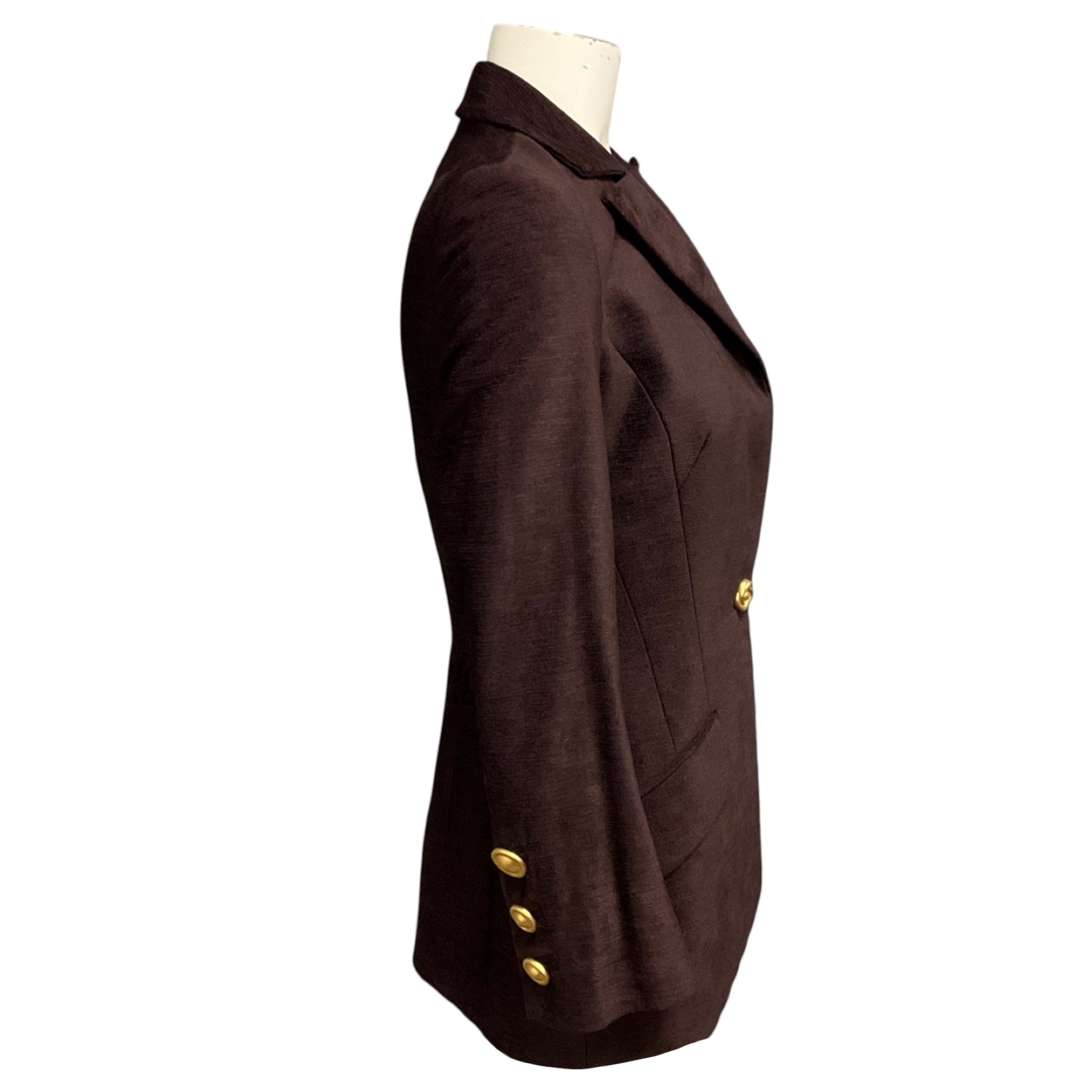 Valentino Roma Brown Chenille Blazer with Brushed Gold Buttons