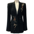 Load image into Gallery viewer, Cinq à Sept Black Estelle Paisley Love Letter Embroidered Crepe Blazer

