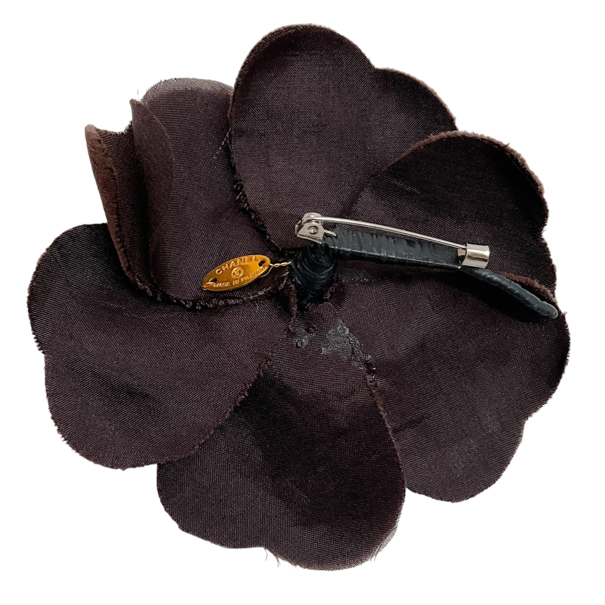 Chanel Brown Velvet Camellia Brooch