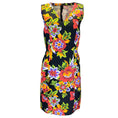 Load image into Gallery viewer, Carolina Herrera Black Multi 2020 Floral Printed Sleeveless V-Neck Sheath Dress
