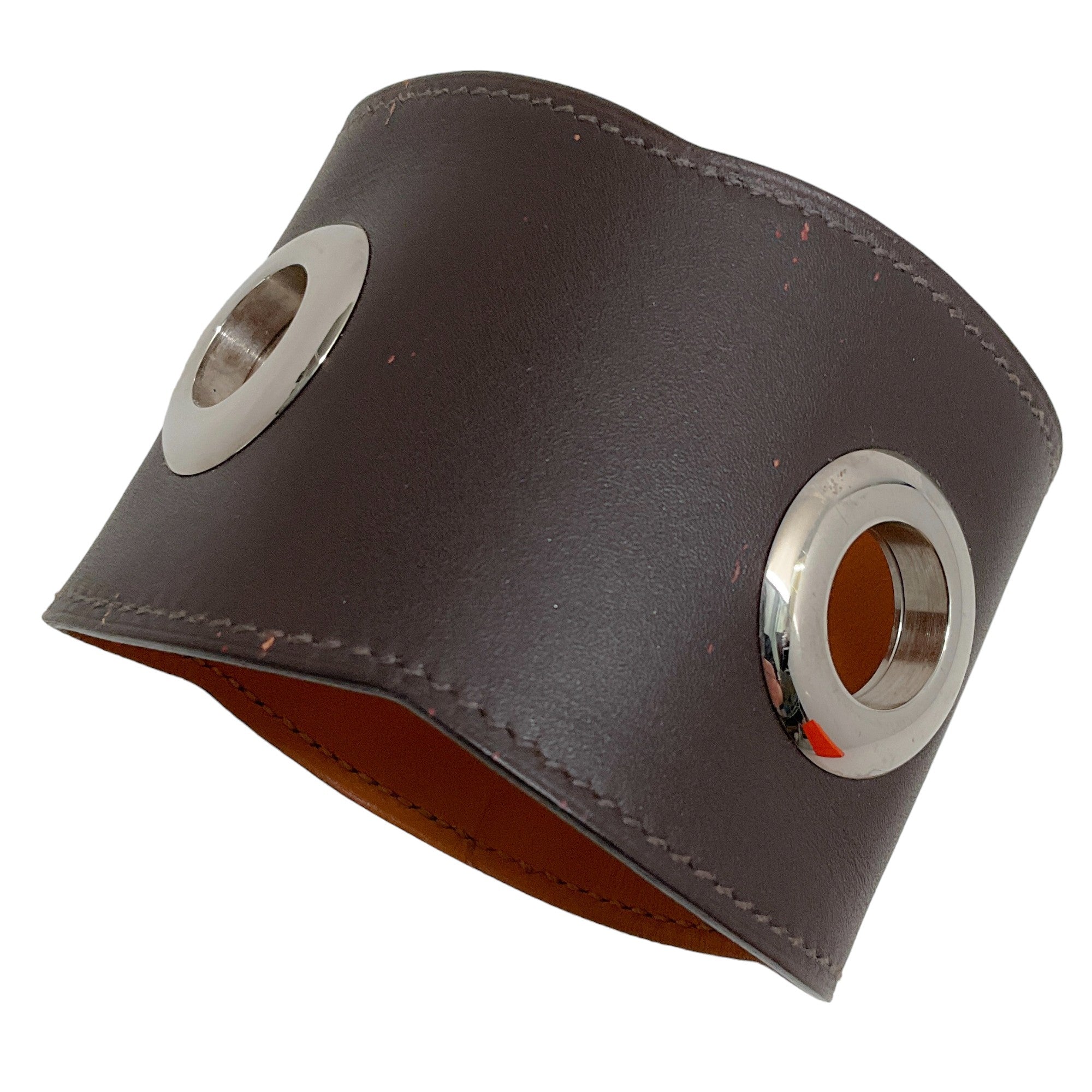 Hermes Brown Leather Grommet Cuff Bracelet