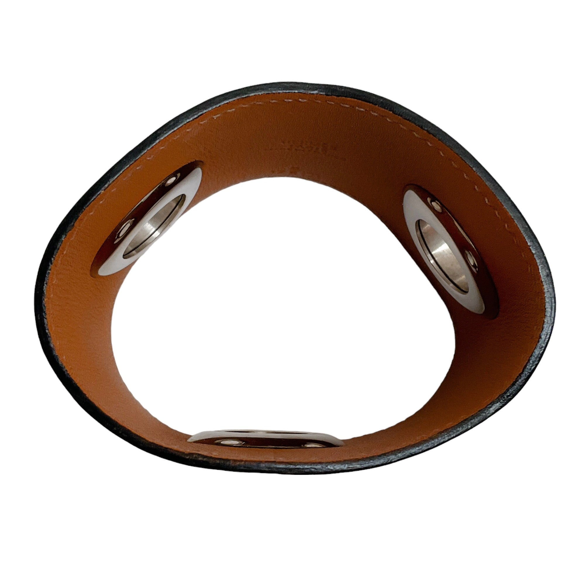 Hermes Brown Leather Grommet Cuff Bracelet