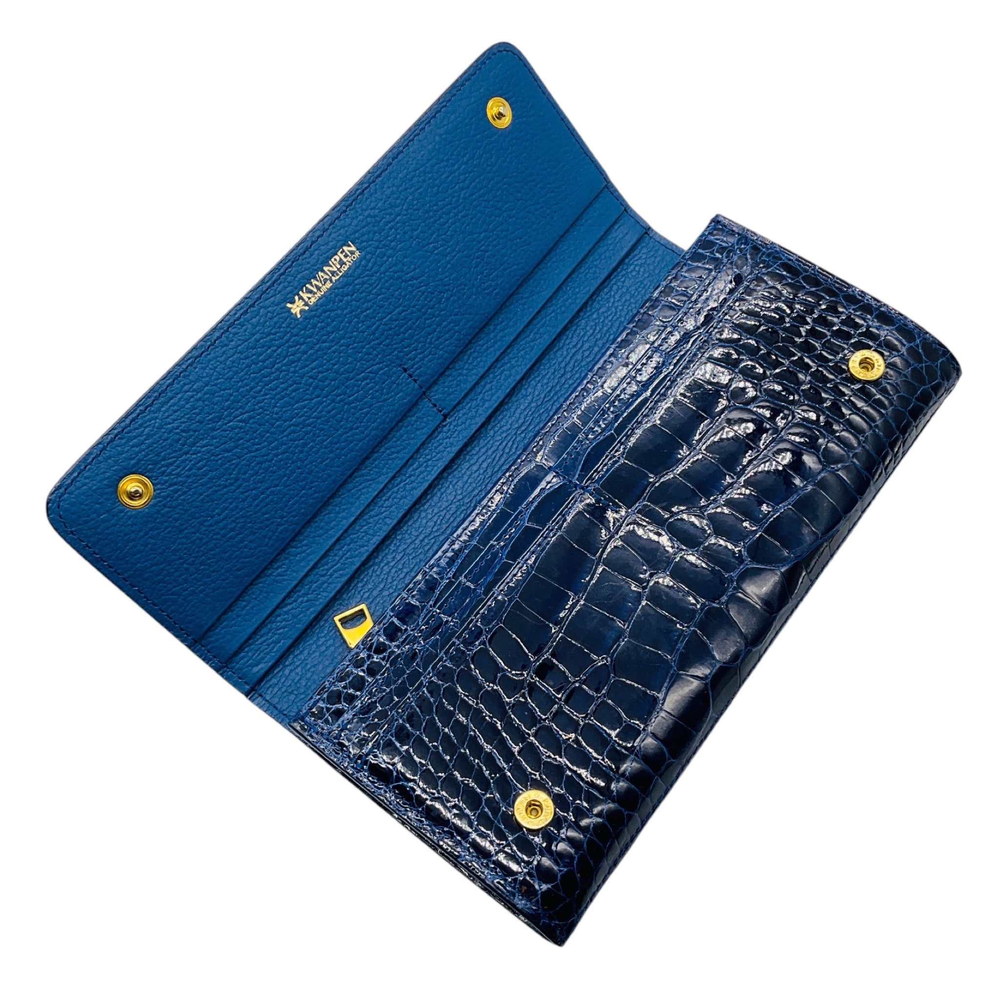 Kwanpen Blue Genuine Alligator Skin Leather Wallet