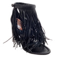 Load image into Gallery viewer, Alaia Black Leather Maxi Fringe Sandals with Ankle Strap
