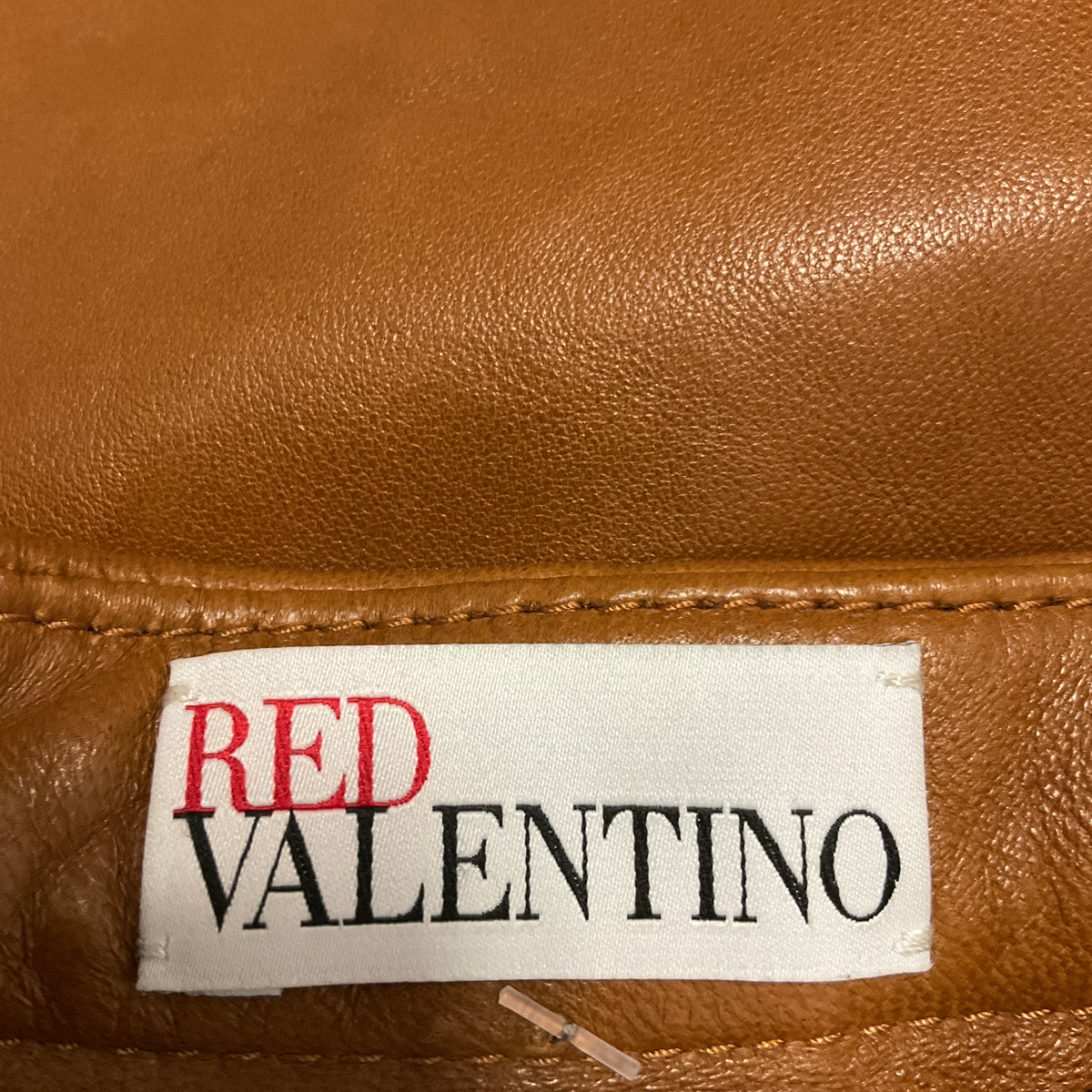 RED Valentino Tan / Silver Stud Embellished Lambskin Leather Skirt