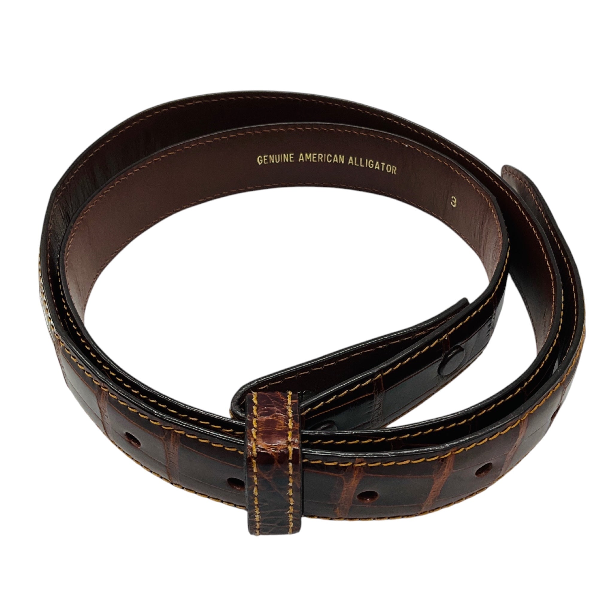 Barry Kieselstein-Cord Brown Genuine American Alligator Skin Leather Belt Strap