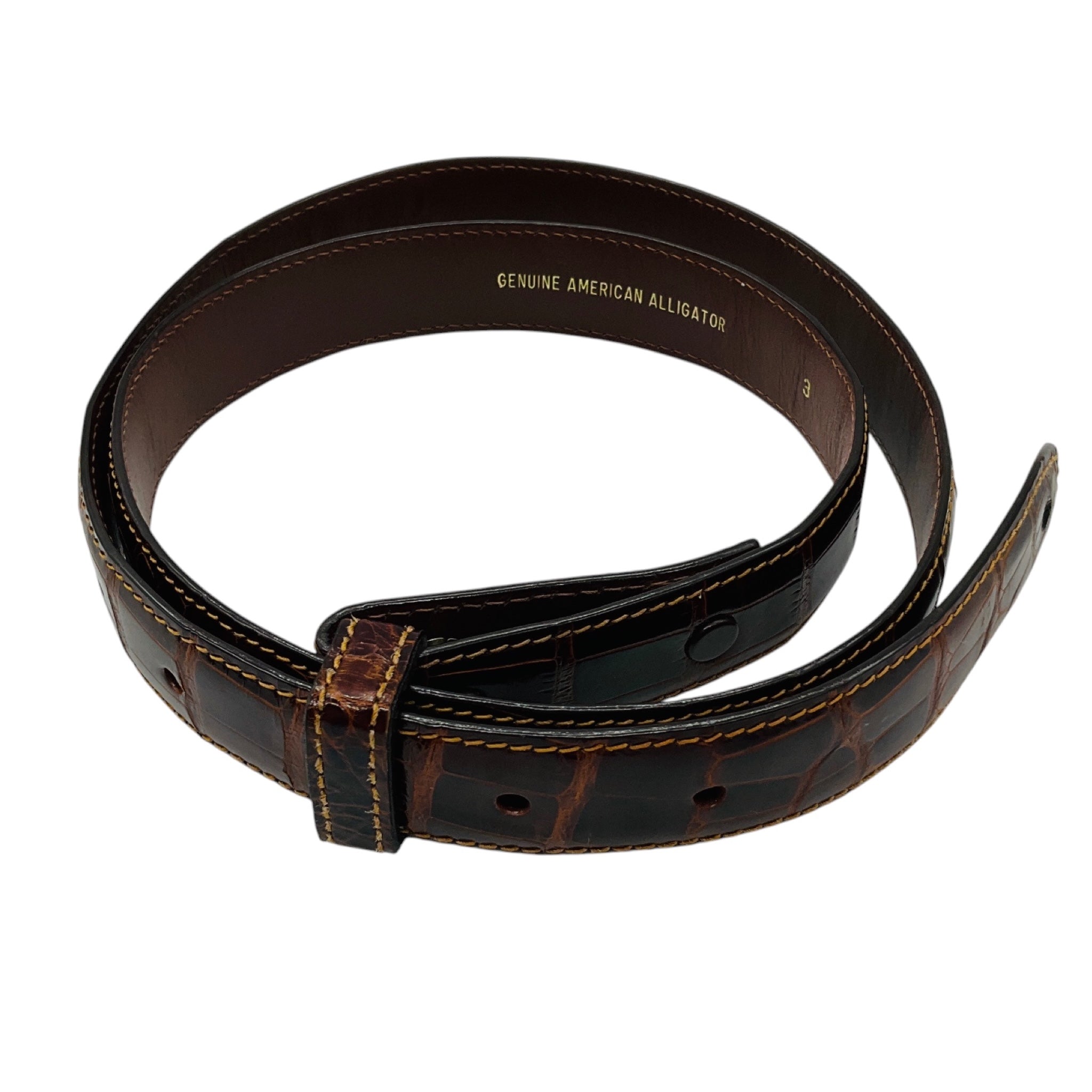Barry Kieselstein-Cord Brown Genuine American Alligator Skin Leather Belt Strap