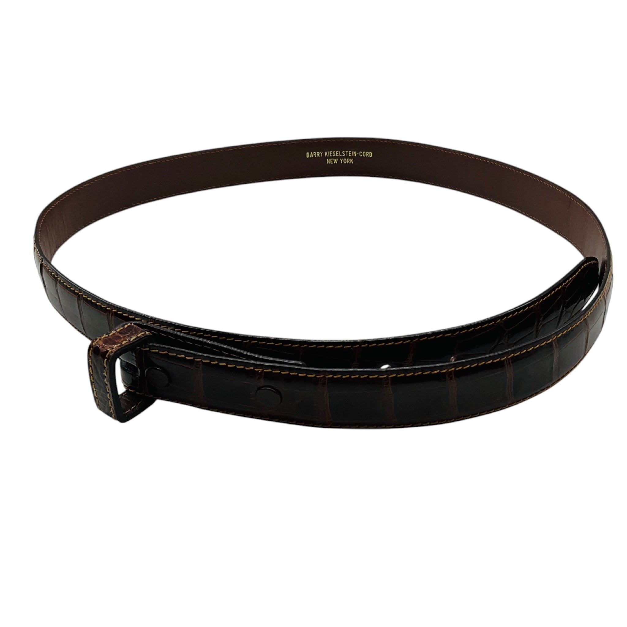 Barry Kieselstein-Cord Brown Genuine American Alligator Skin Leather Belt Strap