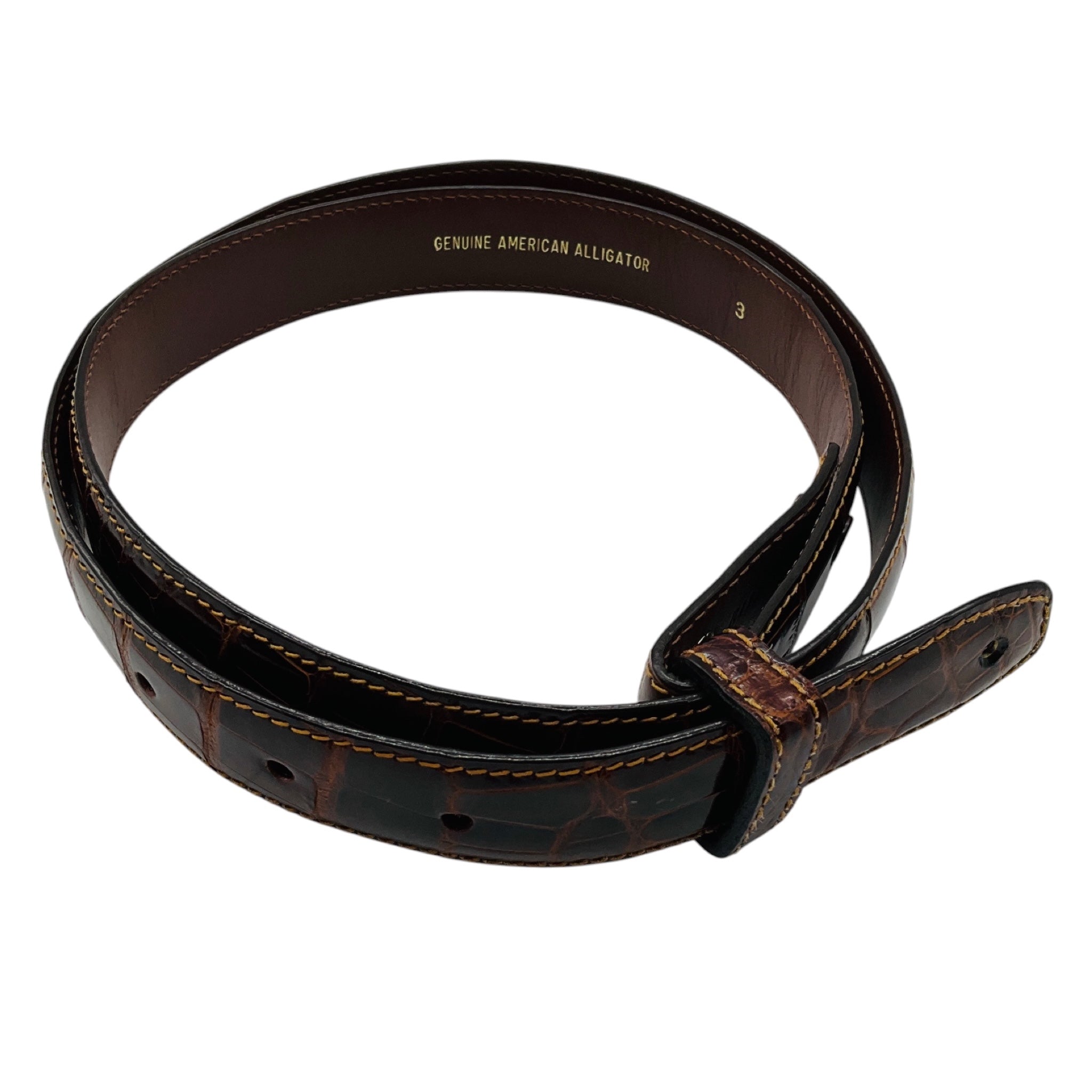 Barry Kieselstein-Cord Brown Genuine American Alligator Skin Leather Belt Strap