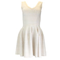 Load image into Gallery viewer, Alaia White / Beige Metallic Sleeveless V-Neck Flared Knit Dress
