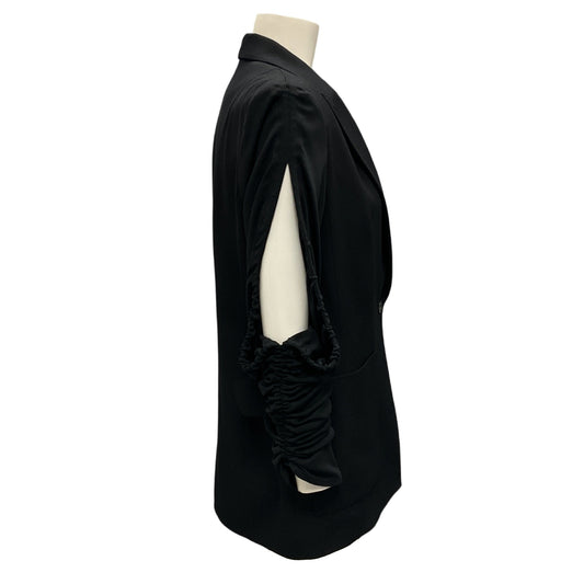 Atlein Black Ruched One-Button Wool Blazer