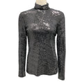 Load image into Gallery viewer, Prabal Gurung Black / Silver Mirrored Long Sleeved Turtleneck Top
