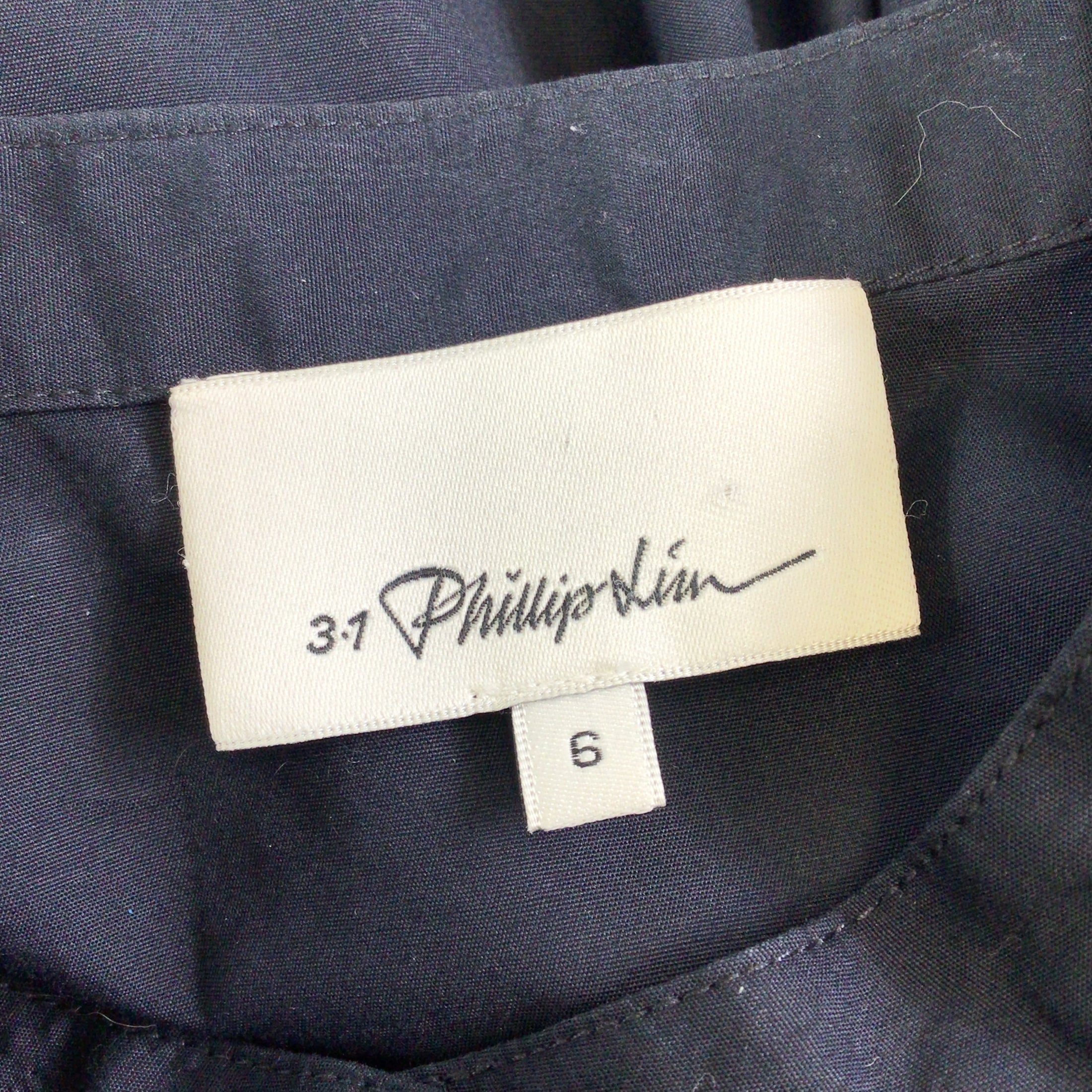 3.1 Phillip Lim Navy Blue Silk Trimmed Button-down Cotton Midi Dress