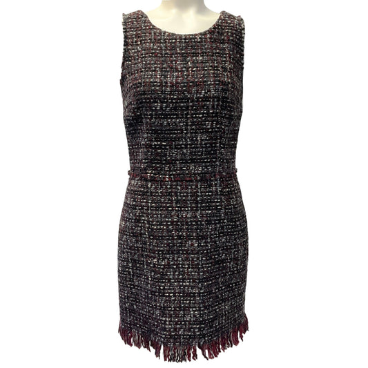 Dolce & Gabbana Burgundy / Grey Tweed Sleeveless Dress
