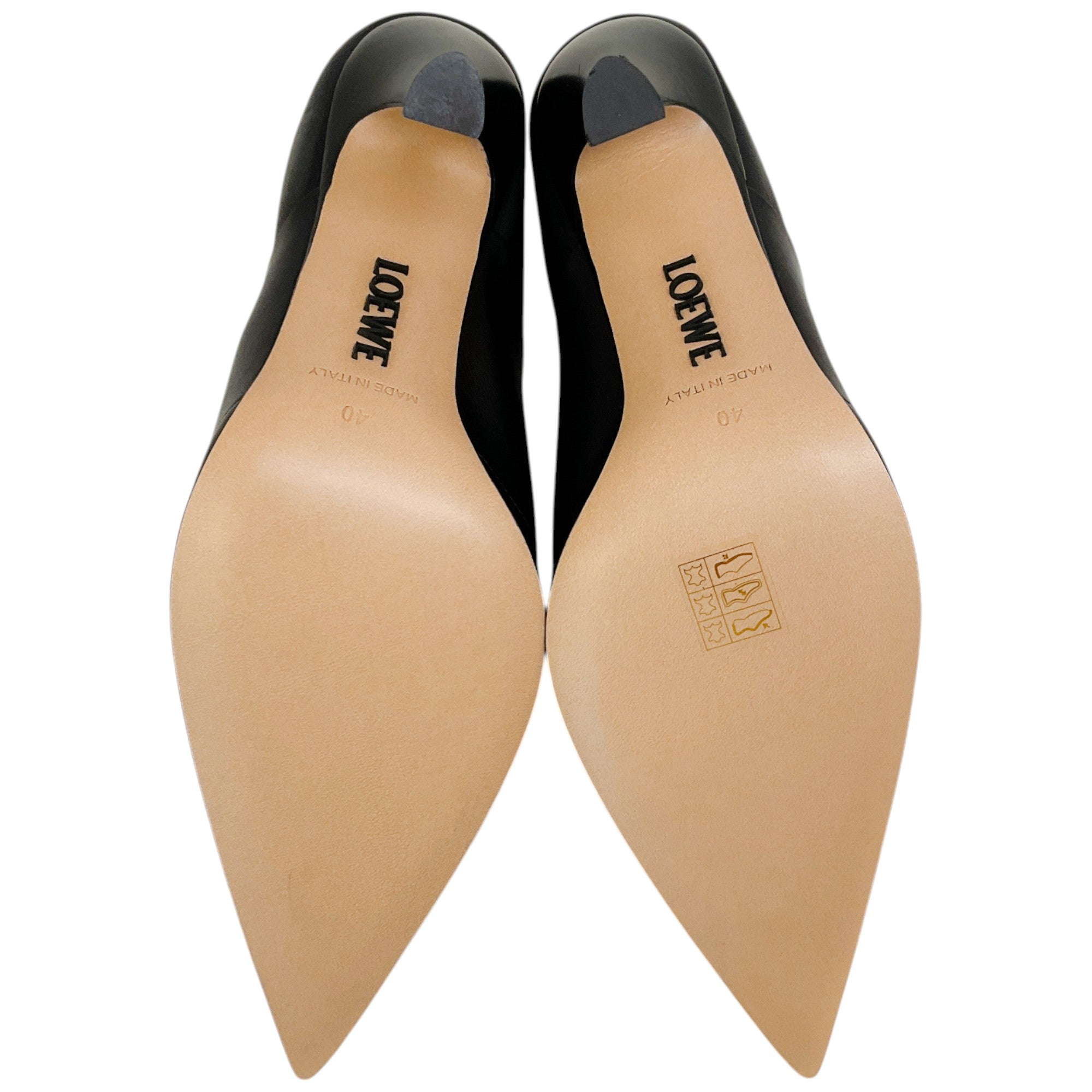 Loewe Black Leather Comic Folded Pumps