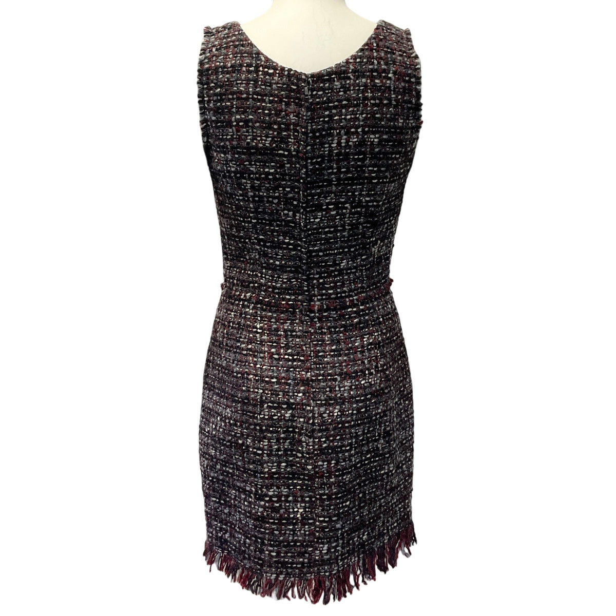 Dolce & Gabbana Burgundy / Grey Tweed Sleeveless Dress