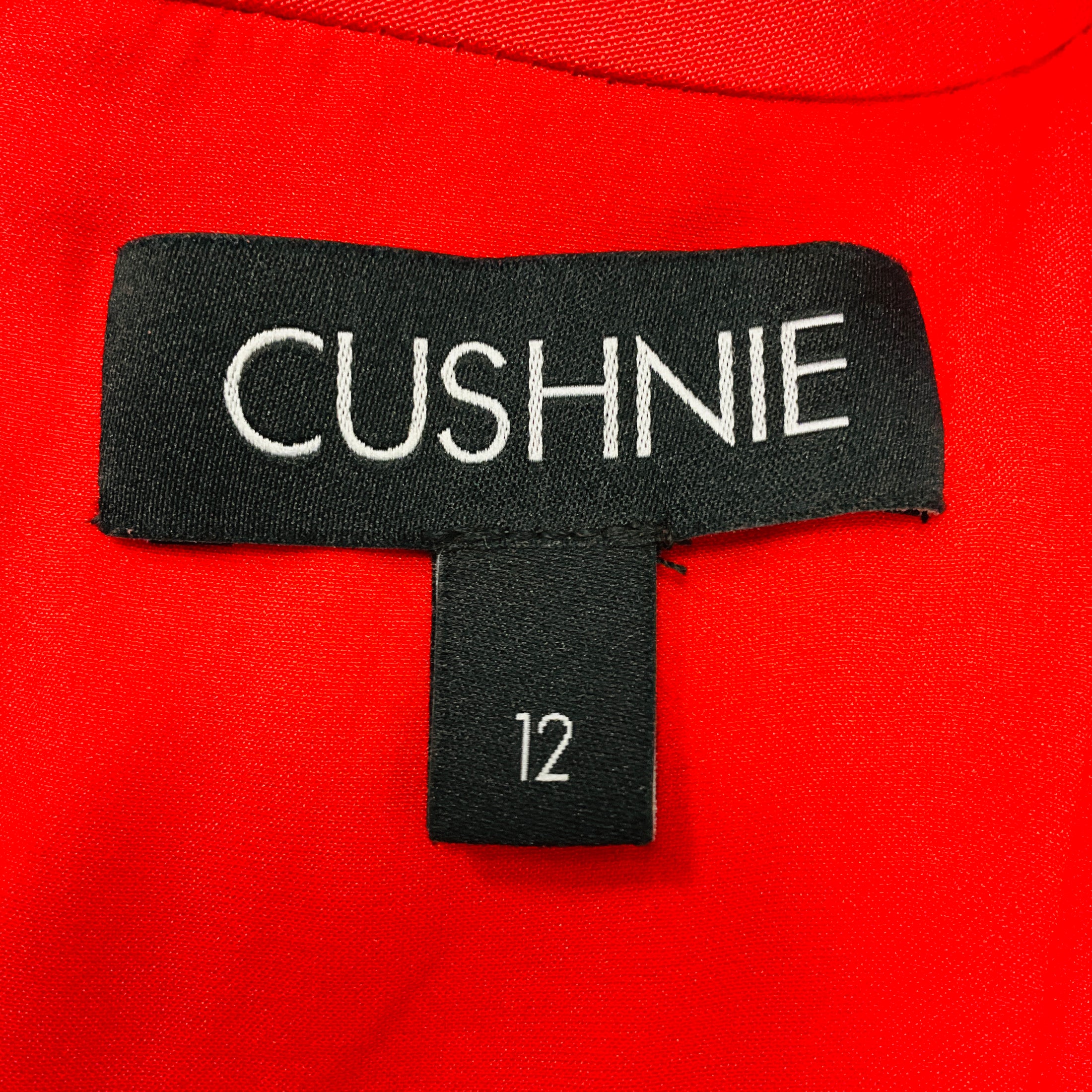 Cushnie Red Sleeveless Silk Midi Cocktail Dress