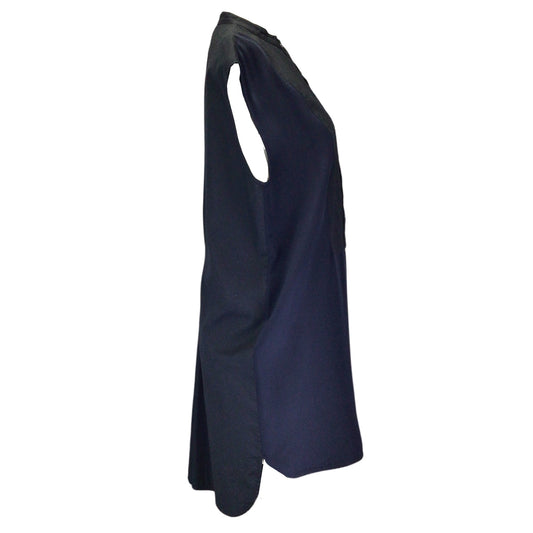3.1 Phillip Lim Navy Blue Silk Trimmed Button-down Cotton Midi Dress