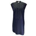 Load image into Gallery viewer, 3.1 Phillip Lim Navy Blue Silk Trimmed Button-down Cotton Midi Dress
