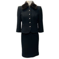 Load image into Gallery viewer, Michael Kors Collection Black Boucle Suit with Removable Mink Collar

