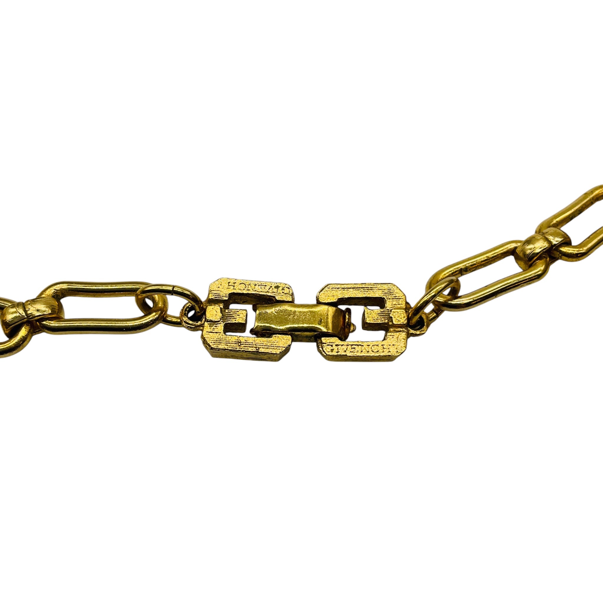 Givenchy Vintage Black / Brown GG Logo Enamel and Gold-tone Chain Sautoir Necklace