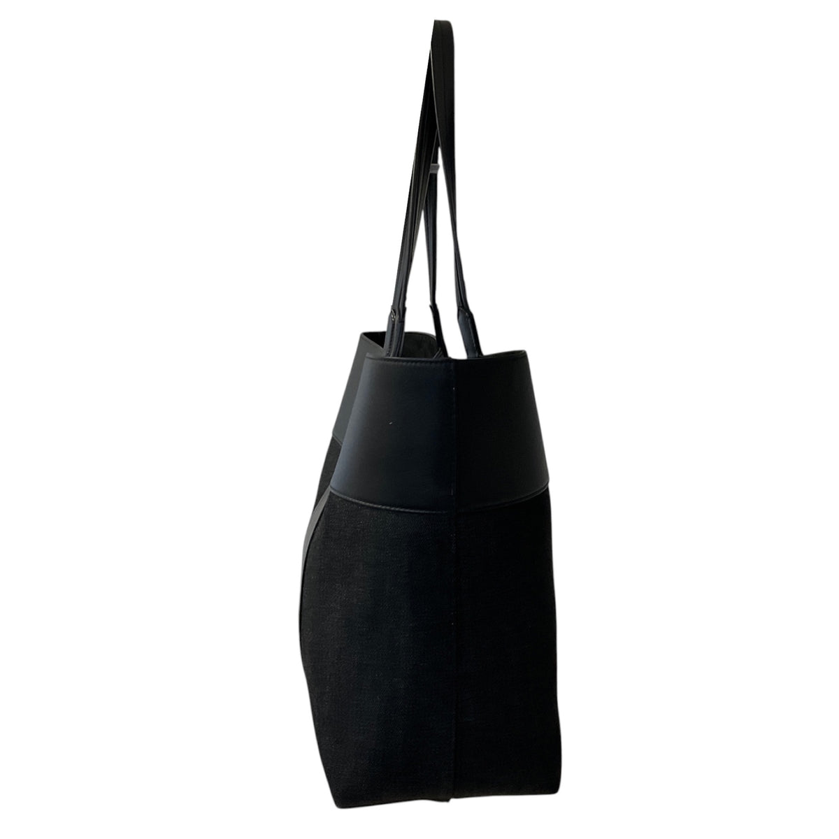Tod's Black Denim and Leather Double Top Handle Tote Handbag