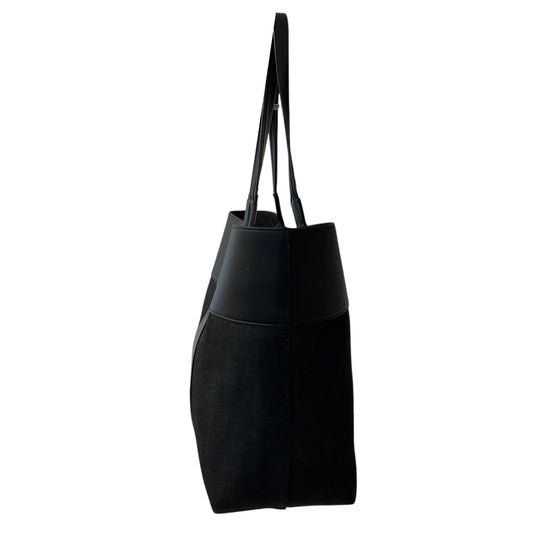 Tod's Black Denim and Leather Double Top Handle Tote Handbag