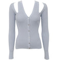 Load image into Gallery viewer, Alexander McQueen Light Blue Cold Shoulder Ribbed Cardigan
