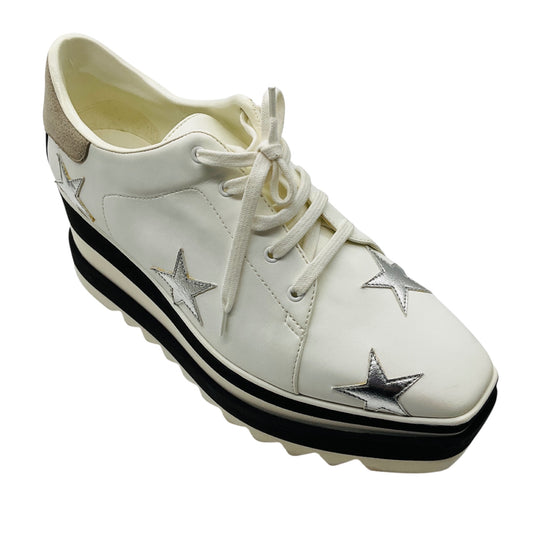 Stella McCartney White / Silver Star Elyse Faux Leather Platform Derby Sneakers