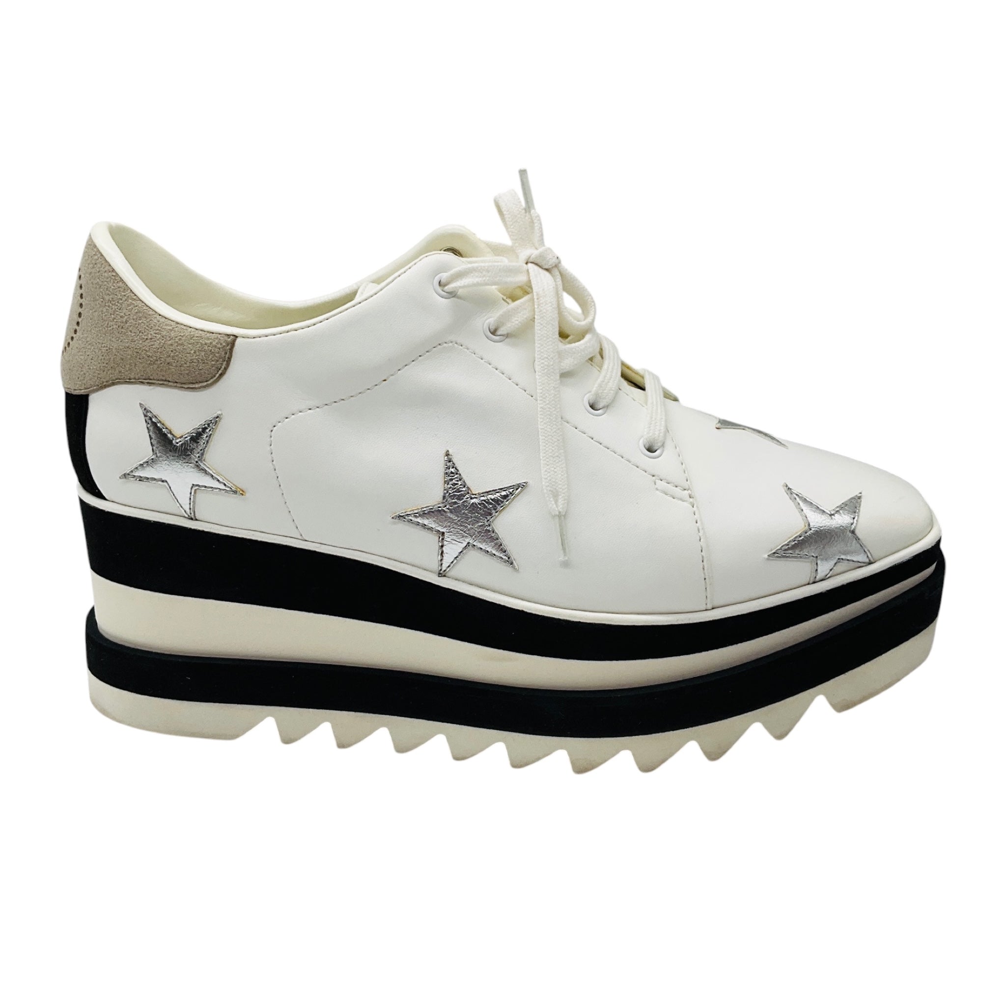 Stella McCartney White / Silver Star Elyse Faux Leather Platform Derby Sneakers