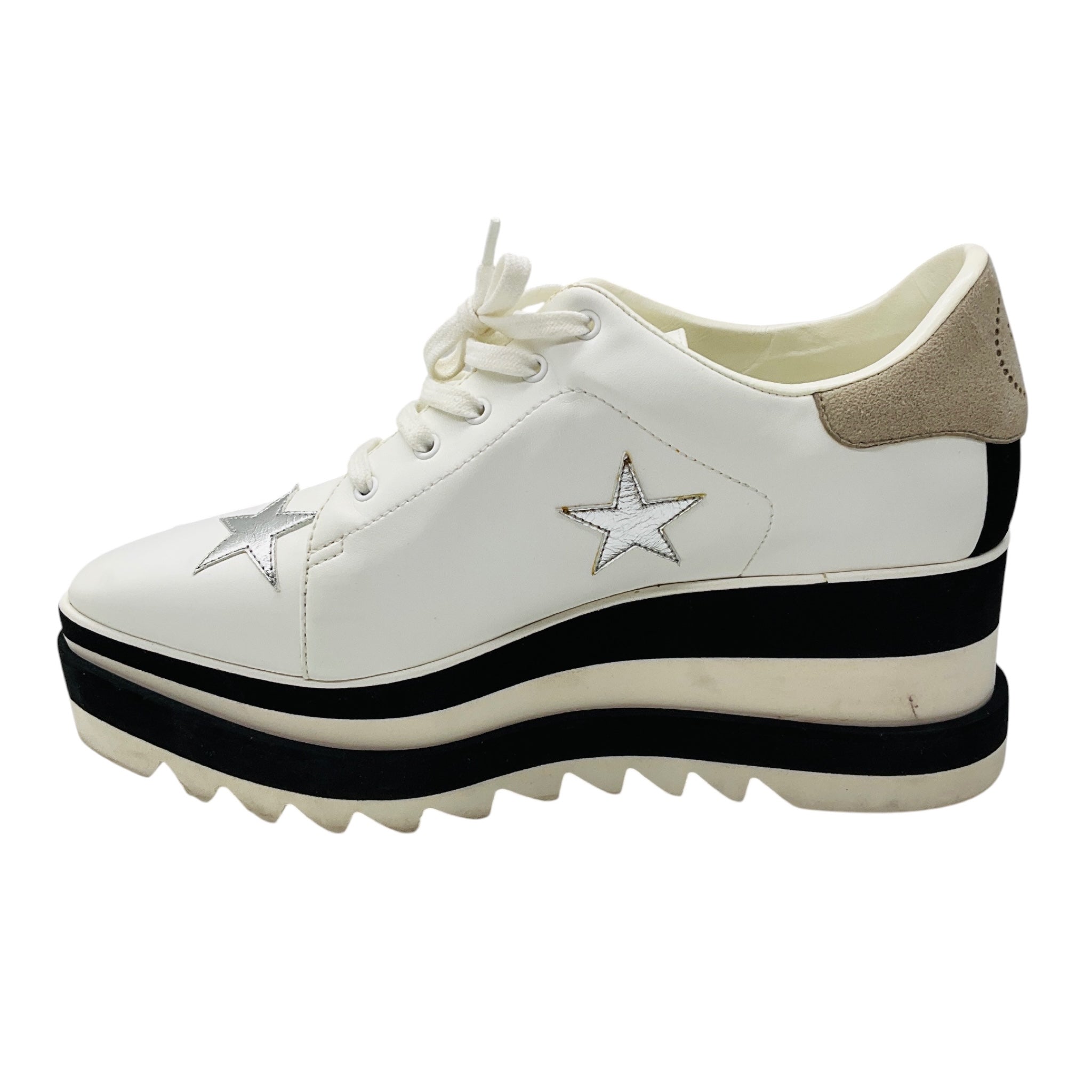 Stella McCartney White / Silver Star Elyse Faux Leather Platform Derby Sneakers