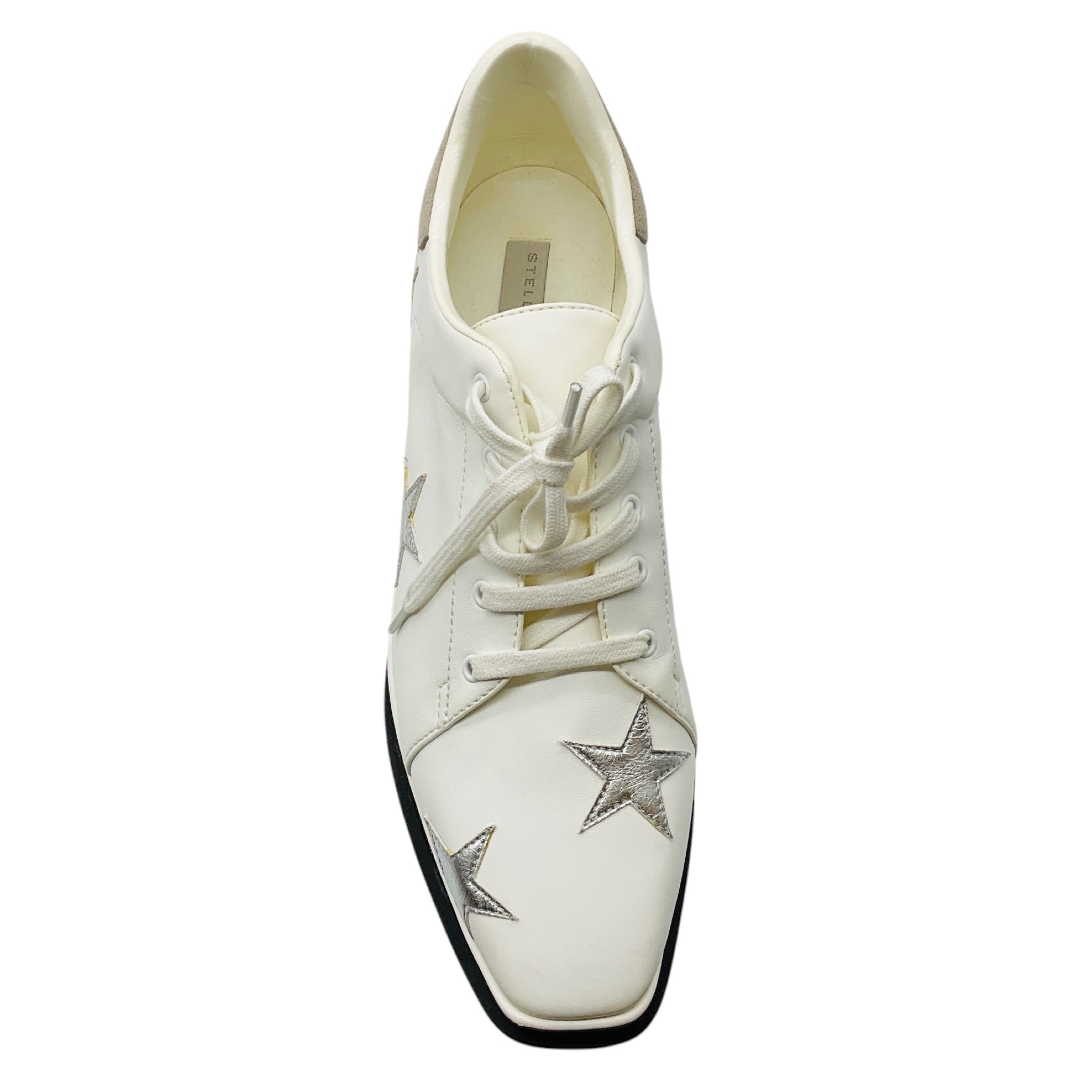 Stella McCartney White / Silver Star Elyse Faux Leather Platform Derby Sneakers