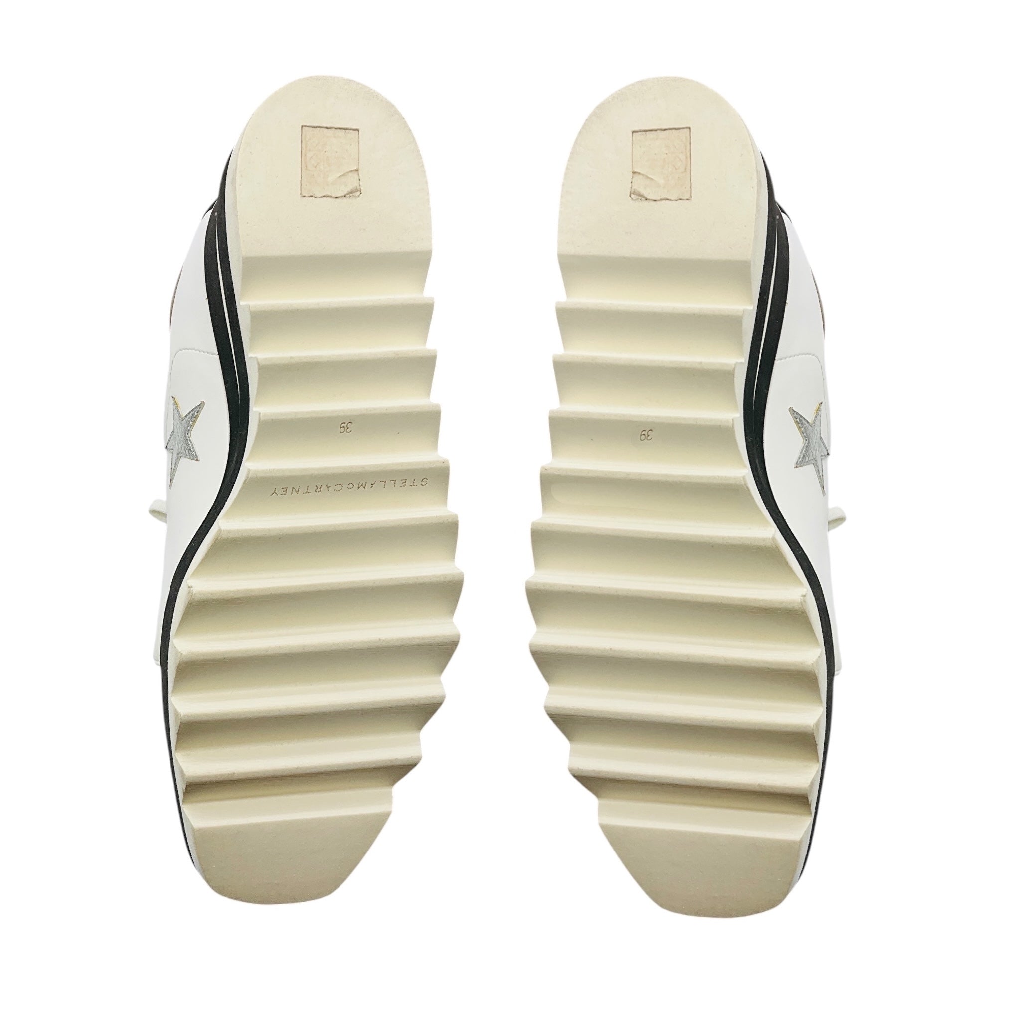 Stella McCartney White / Silver Star Elyse Faux Leather Platform Derby Sneakers