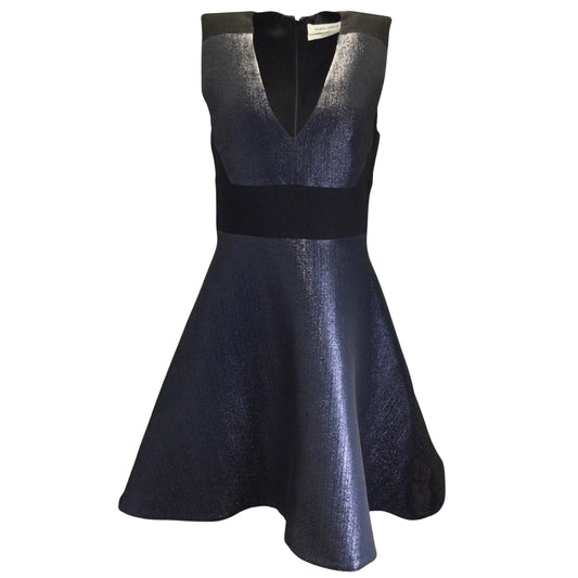 Prabal Gurung Navy Blue / Black Shimmery Sleeveless A-Line Dress