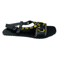 Load image into Gallery viewer, Bottega Veneta Black / Yellow Embroidered Leather Flat Sandals
