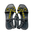 Load image into Gallery viewer, Bottega Veneta Black / Yellow Embroidered Leather Flat Sandals
