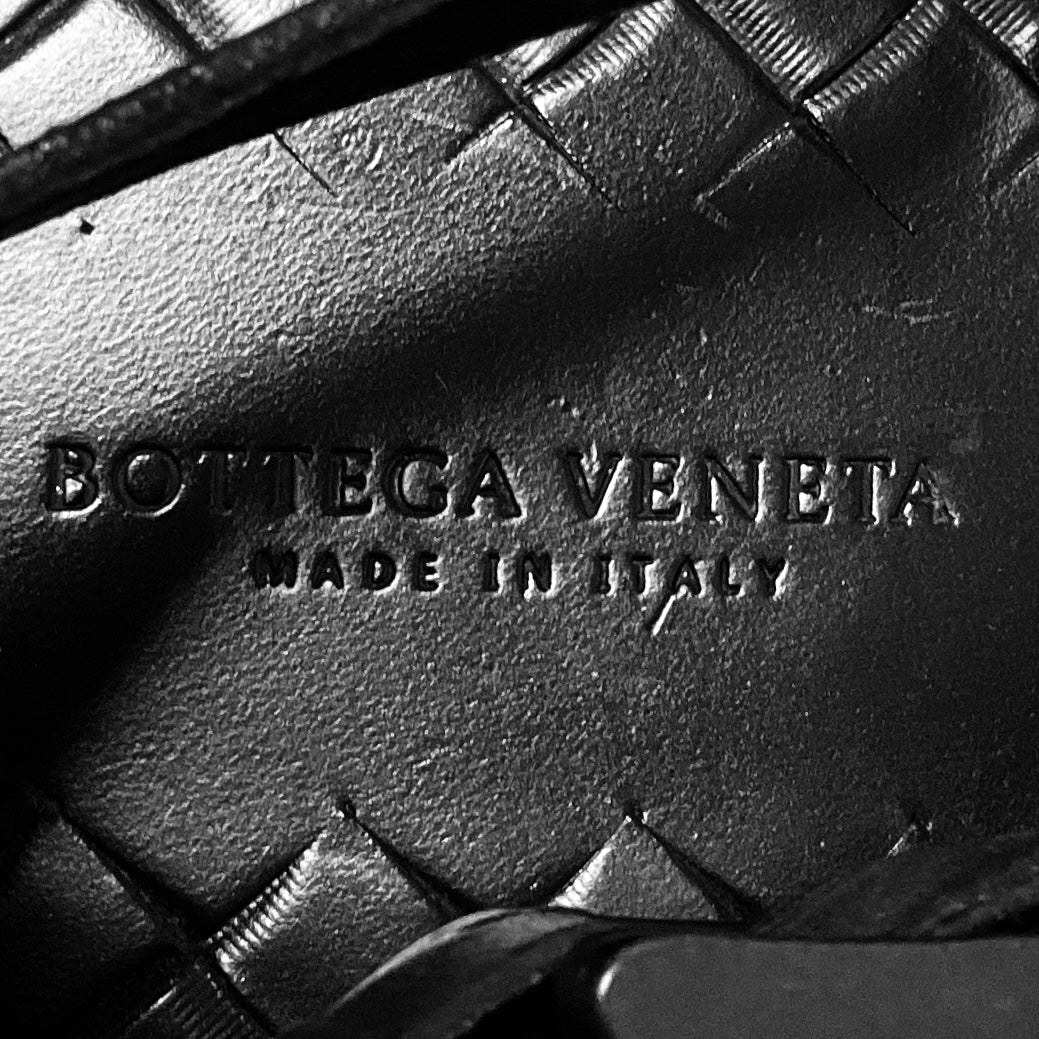 Bottega Veneta Black / Yellow Embroidered Leather Flat Sandals