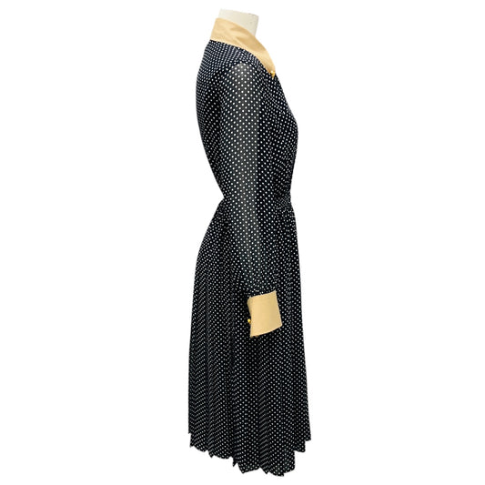 Prada Navy Blue Polka Dot Georgette Dress