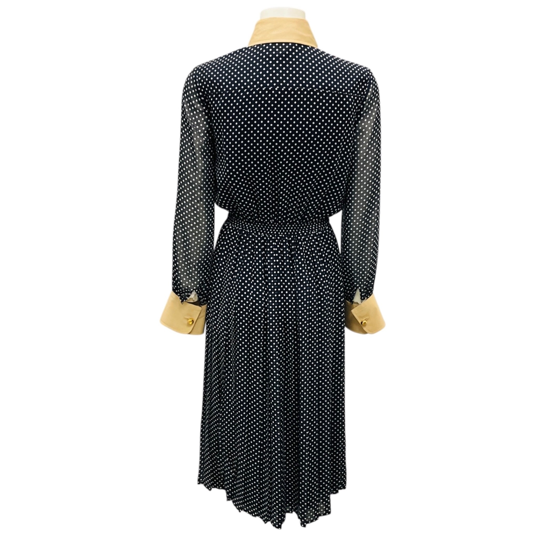 Prada Navy Blue Polka Dot Georgette Dress