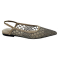 Load image into Gallery viewer, Brunello Cucinelli Taupe Monili Bead Embellished Mesh and Suede Slingback Flats
